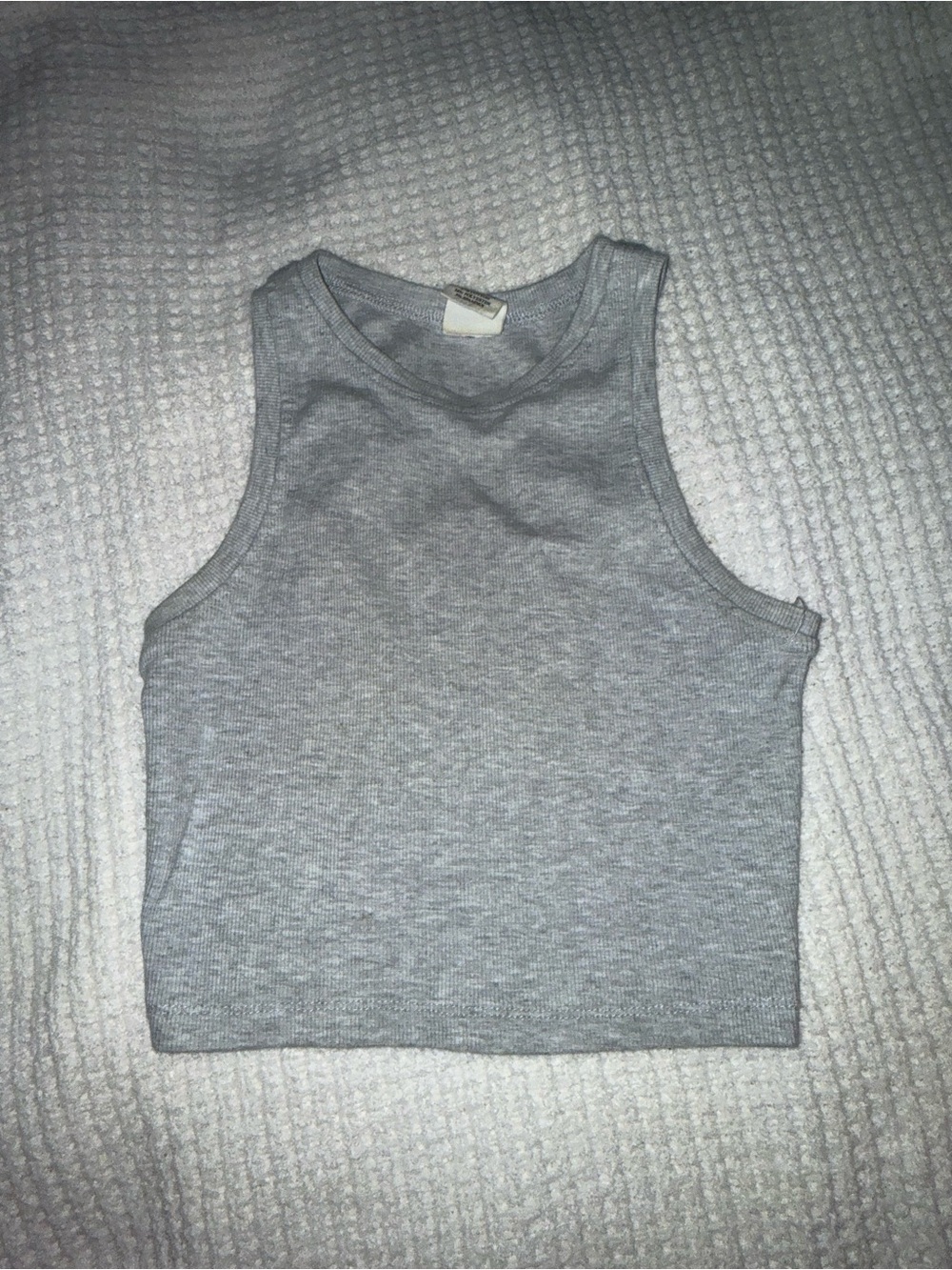 Cropped Ribbed Tank Top in Light Gray